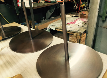 Arcturus Medium Brown Bronze + Clear Satin  to table bases