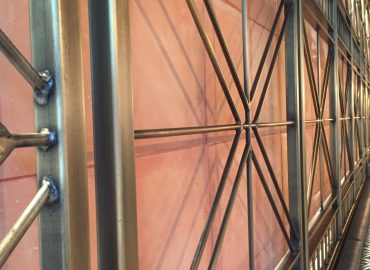 Alhena Antique Brass to mild steel welded frames @ Nandos Clarence Street Sydney