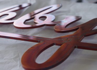 Bootis Natural - Aged Copper Oiled to to aluminium laser cut lettering