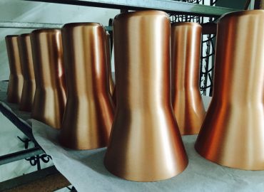 ARAE Brushed Copper + Clear Satin to aluminium lights Ross Gardam