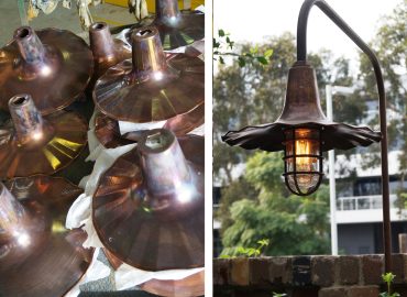 Bootis Natural - Aged Copper Oiled to to aluminium light fittings @ The Potting Shed