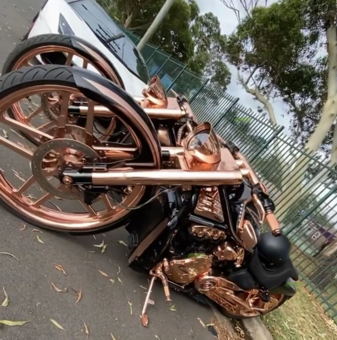 Copper plated everything on these amazing Harleys