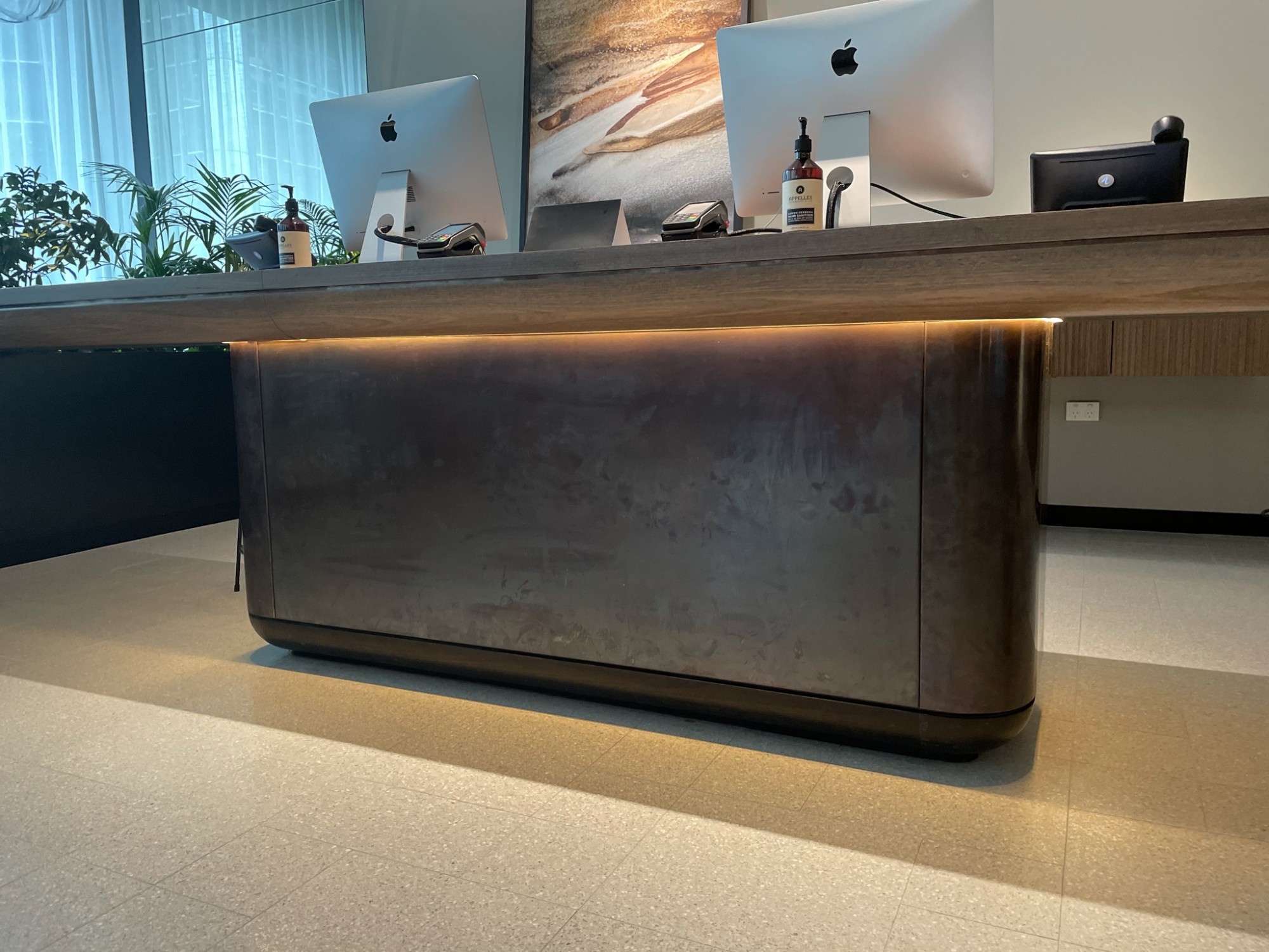 DARK AGED COPPER tp bar fronts stainless panels